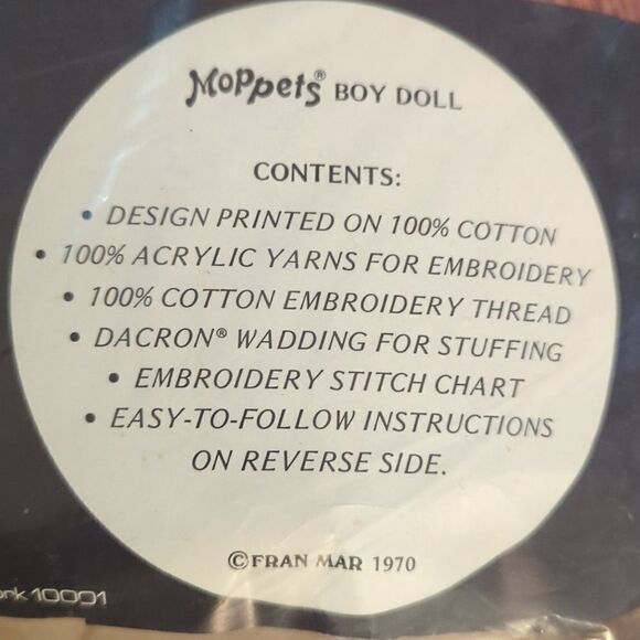 Vintage Crewel creative stitchery kit Moppets boy doll NIP - Picture 3 of 6